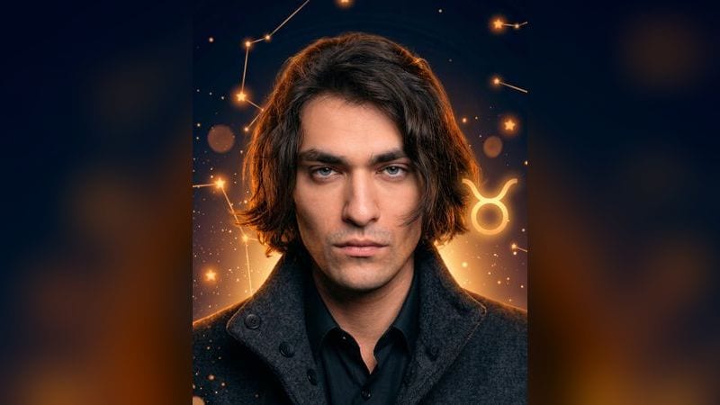 Стилизованный портрет Олега Шепса на фоне тёмного звёздного неба с созвездиями — иллюстрация к разбору его натальной карты