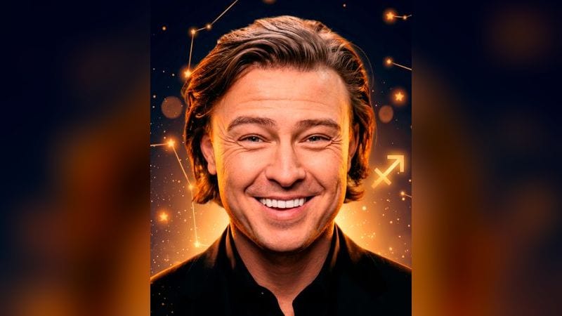 Ночное небо с зодиакальным кругом и символом Стрельца — иллюстрация к разбору натальной карты Прохора Шаляпина